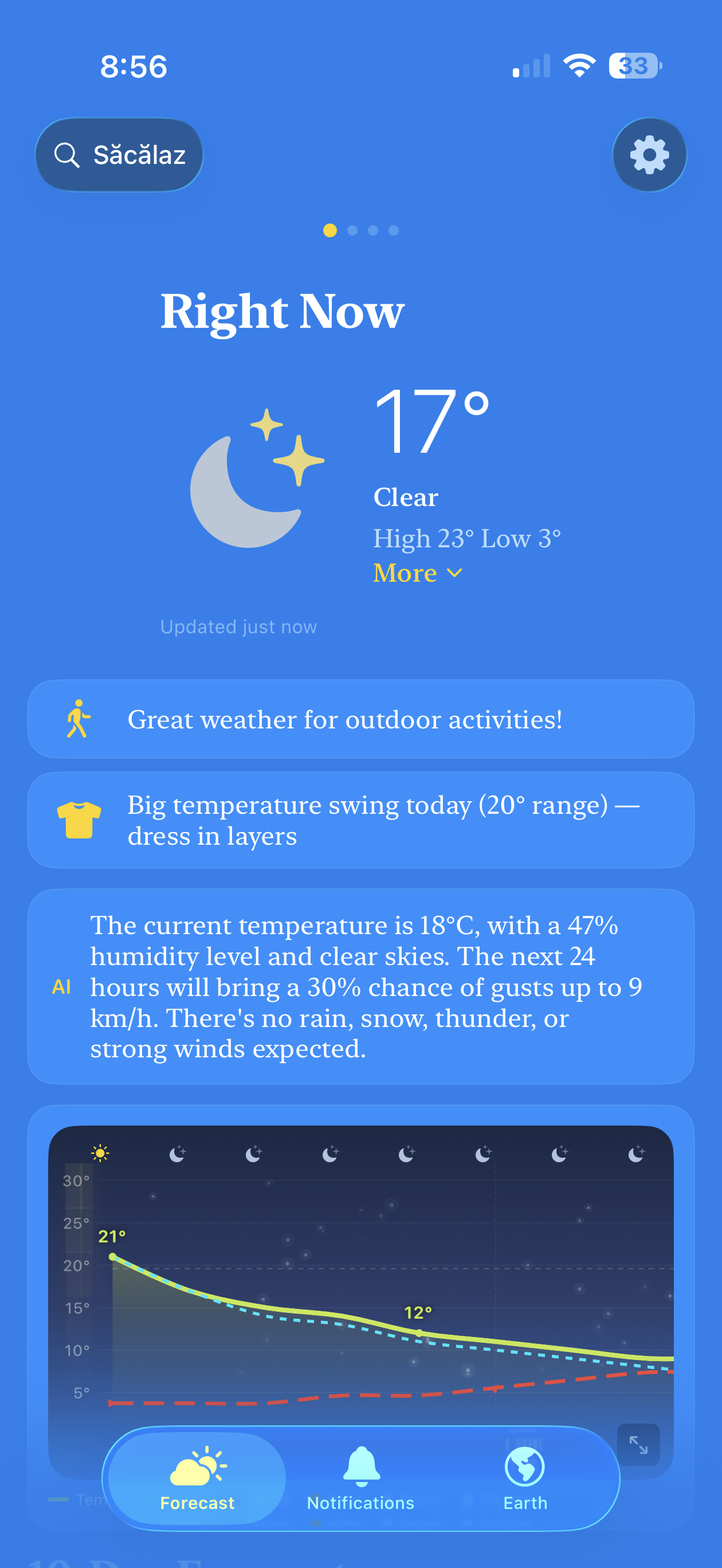 Right Now in Skyline blue theme